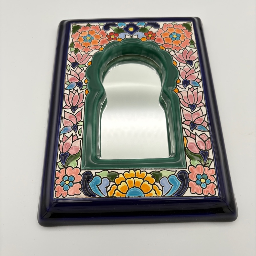 Artecer, S.L. Spanish Ceramic Framed Tile Wall Mirror Hand Painted